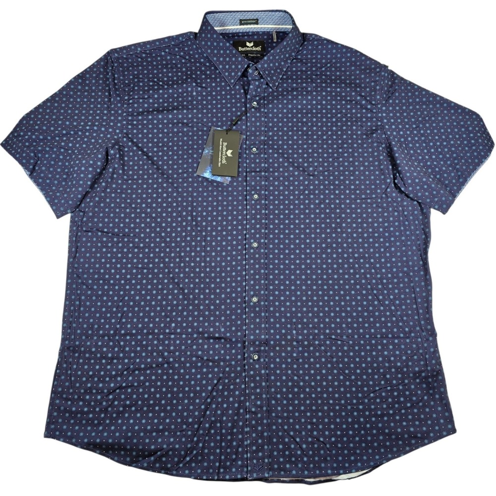 Butter Cloth Icy Cotton Hamptons Navy S/S Performance Button-Up Shirt Men's 3XL